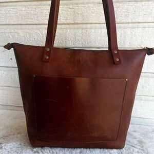 PORTLAND LEATHER GOODS British Tan Brown Essential Everyday Tote Shoulder Bag